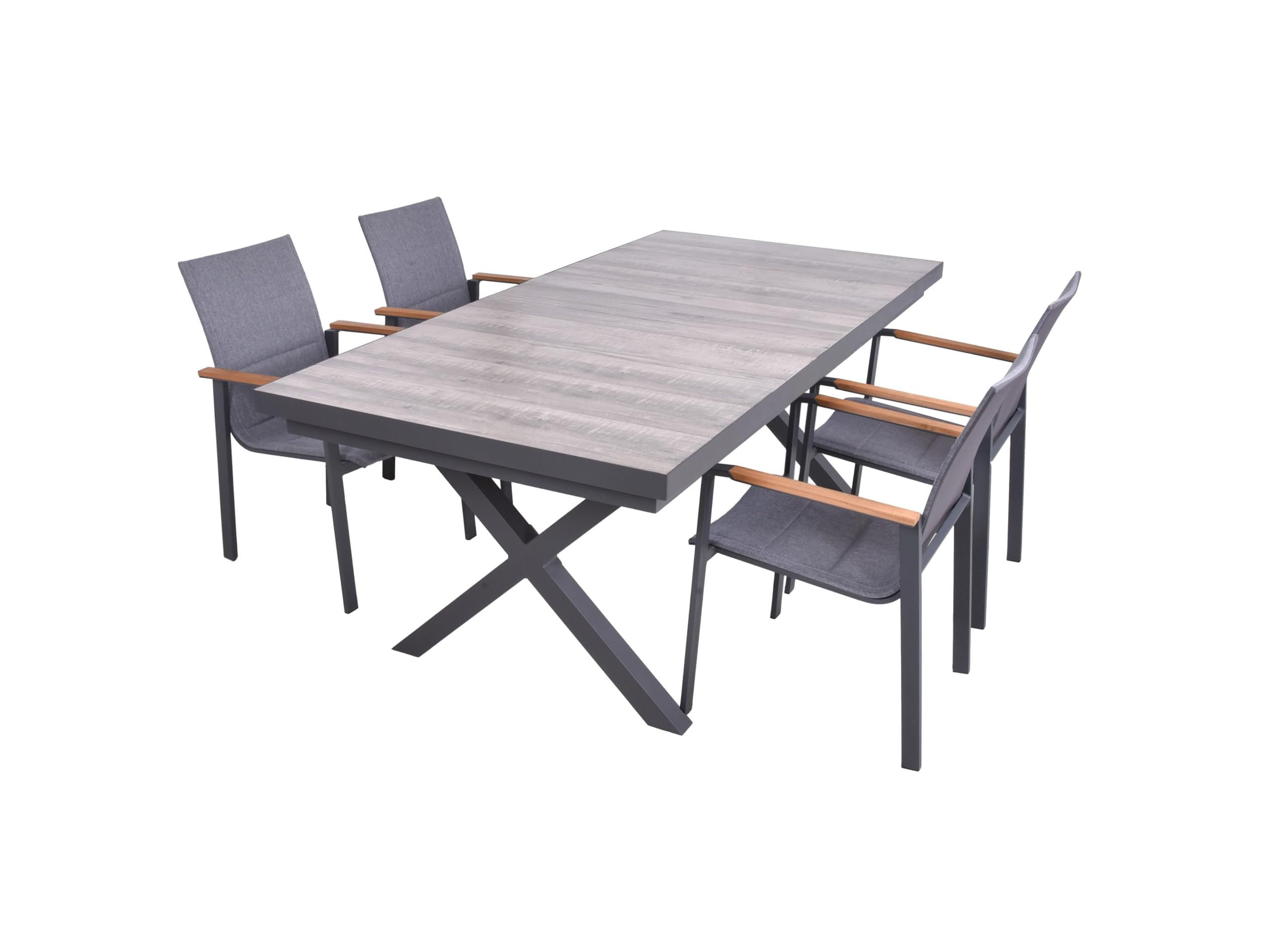 GARTEN-SITZGRUPPE Jana 5-teilig Gartenmöbel-Set - Grau, Metall - DELUKE