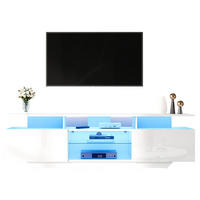 TV-LOWBOARD 160/40/45 cm Weiß aus MDF mit LED und 8 Ablagen - Weiß, Holzwerkstoff (160/45/40cm) - OKWISH