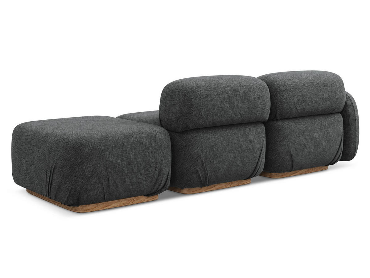 3-SITZER SOFA Rechts Chenille Stoff Grau - Dunkelgrau/Braun, Holz/Textil (258/73/95cm) - Makamii