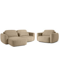 SITZGARNITUR ELOSA - Ecru, Holz/Textil (245/85/165cm) - KONSIMO®