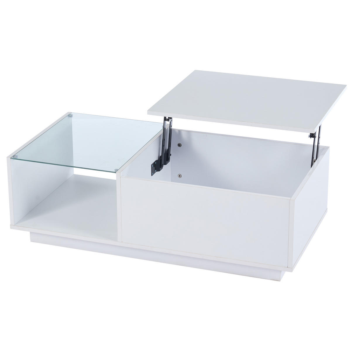COUCHTISCH aus Spanplatte 100x50x33-46,5 cm in Weiß mit LED-Beleuchtung - Weiß, Holzwerkstoff (100/50/46.5cm) - Modfu
