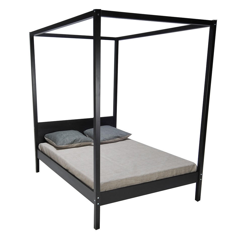 HIMMELBETT ROMANCE / Doppelbett 140x190 - Schwarz - Schwarz, Holzwerkstoff (140/190cm) - Weber Industries