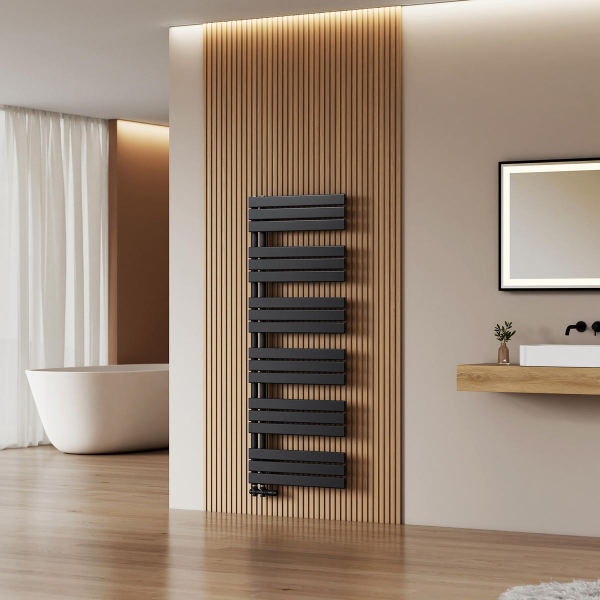 HEIZKÖRPER wasserführend Schwarz 159,9/60/5,9 cm - Schwarz, Metall (60/159.9/5.9cm) - EMKE