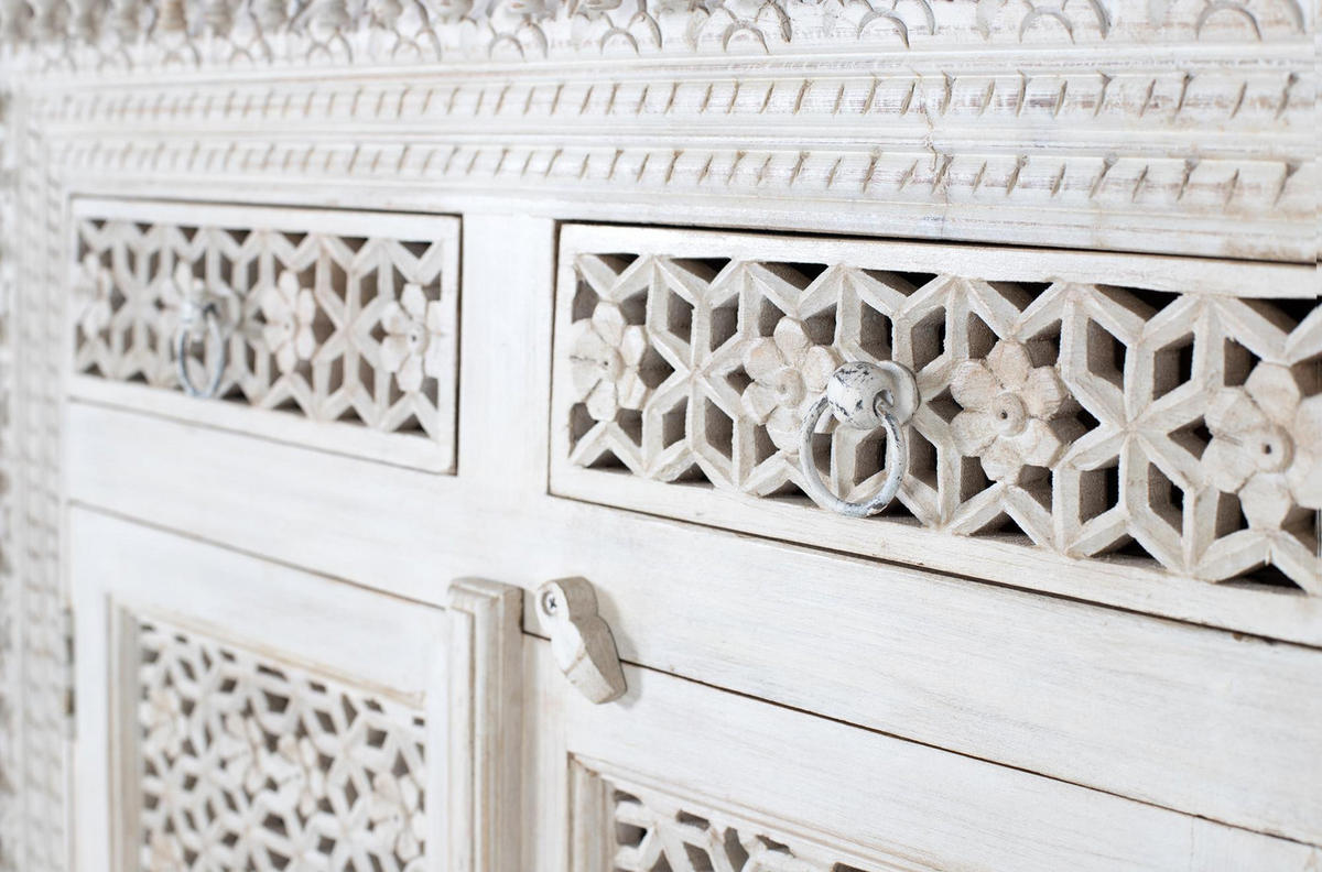SIDEBOARD aus gealtertem weißem Mangoholz - Perlmutt, Holz (40/100/190cm) - Giner y Colomer