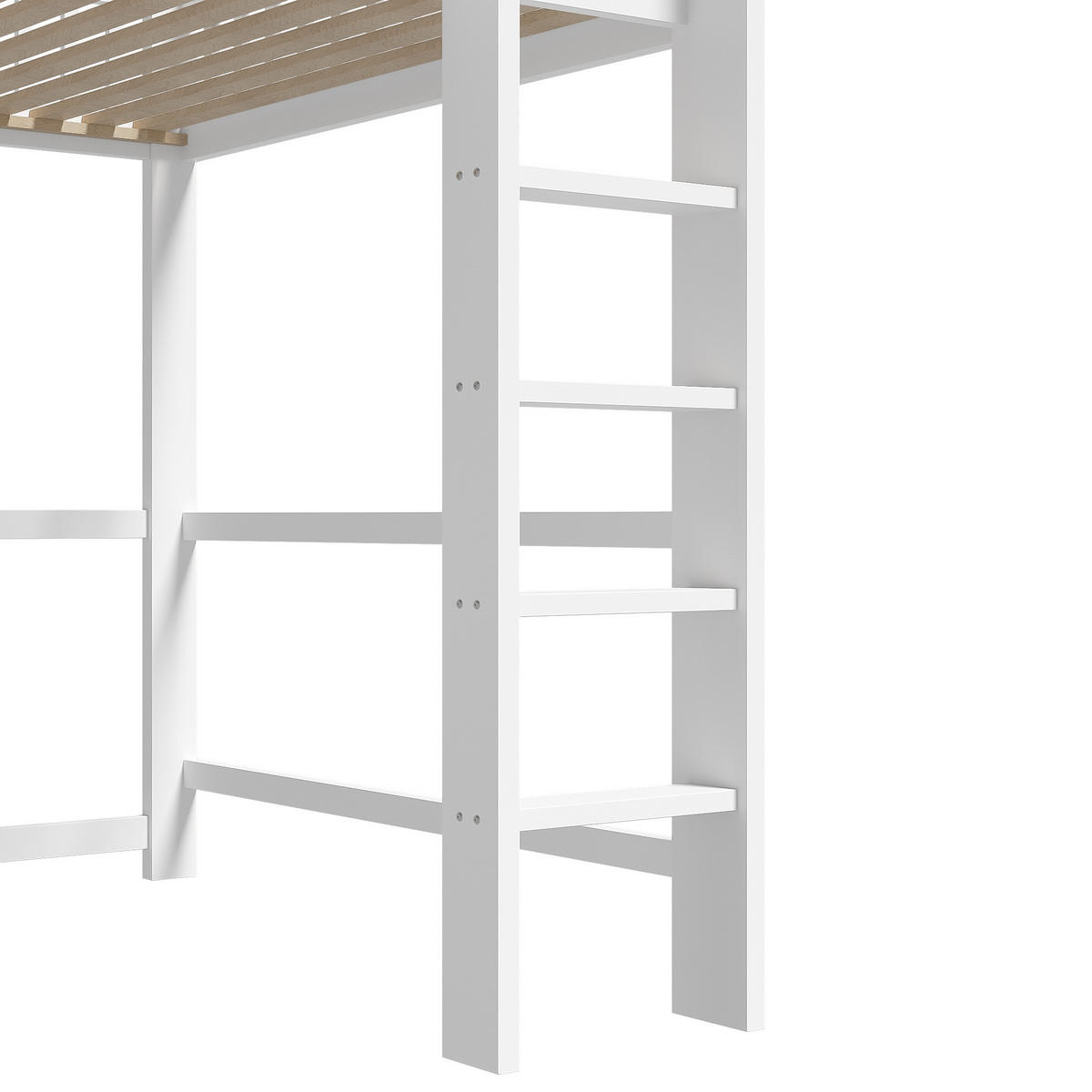 HOCHBETT 140/200 cm Weiß mit Schreibtisch und 3 Schubladen - Weiß, Holz (140/200cm) - OKWISH