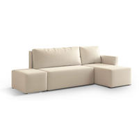 ECKSOFA VELOTTI R-S Creme Boucle-Stoff mit Schlaffunktion - Creme, Holz (261/143cm) - MASSENO