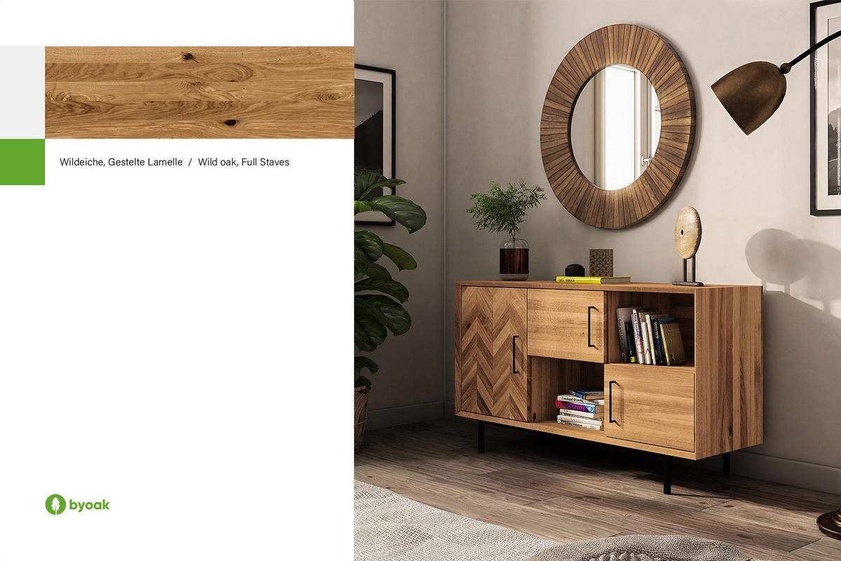 KOMMODE BREIT LEON Wildeiche - Wildeiche, Holz (144/80/45cm) - byoak