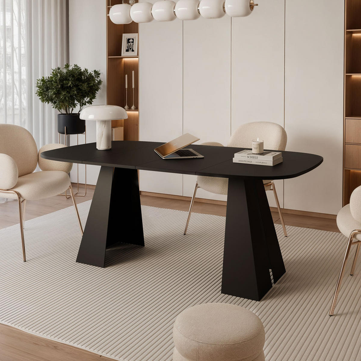 AUSZIEHTISCH ZELO 120/60/76 cm, Schwarz - Schwarz, Holzwerkstoff/Metall (60/120/76cm) - Idohome