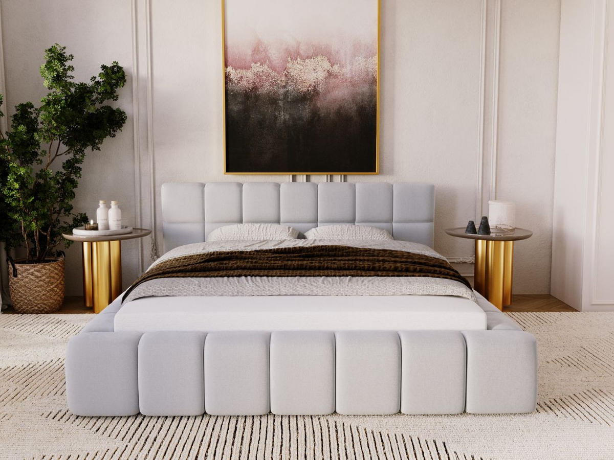 POLSTERBETT Alicante 140x200 Hellgrau - Hellgrau, Textil (140/200cm) - Graingold