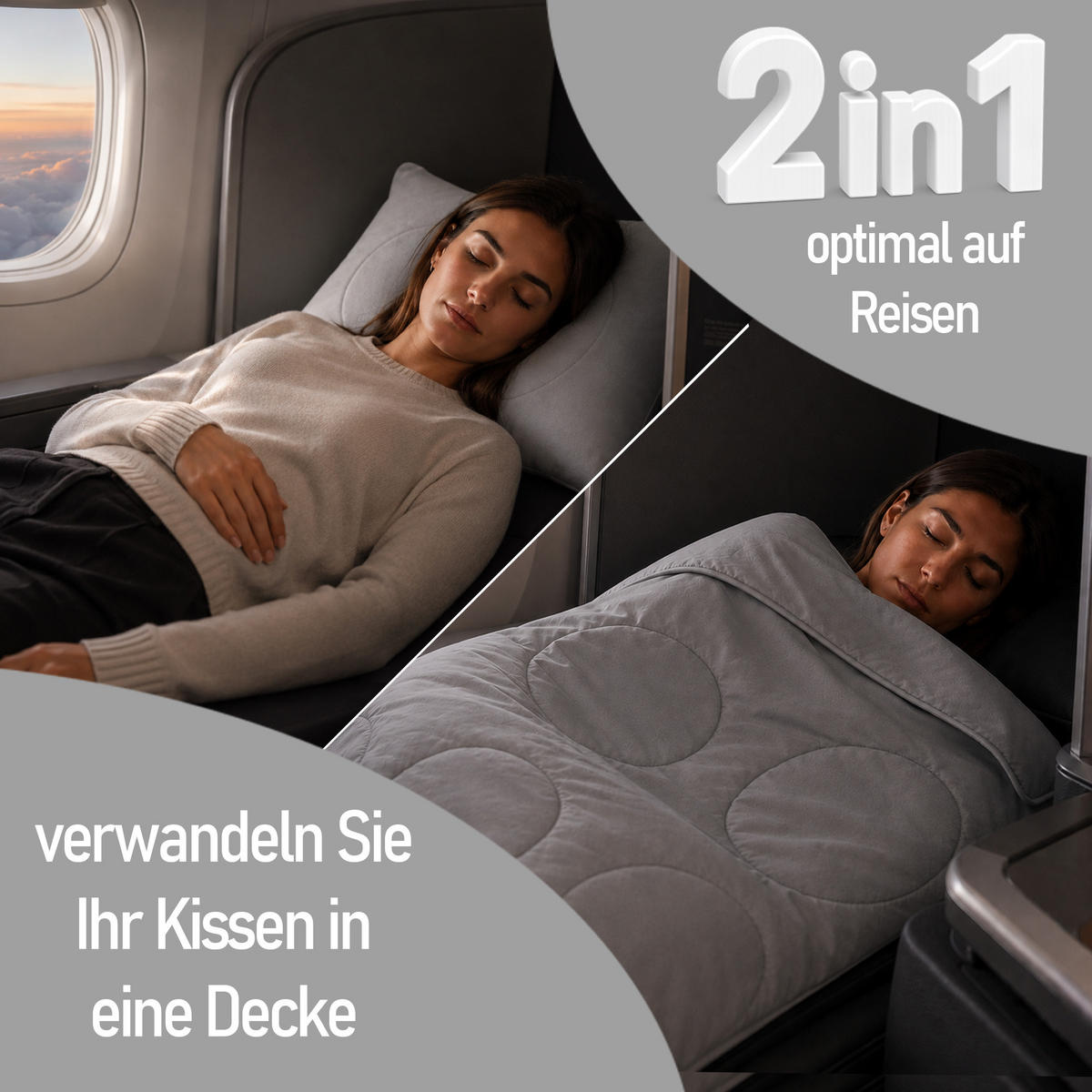 VERWANDLUNGSDECKE 2 in 1 - Grau 135x200 cm - Grau, Textil (135/200cm) - Bestlivings