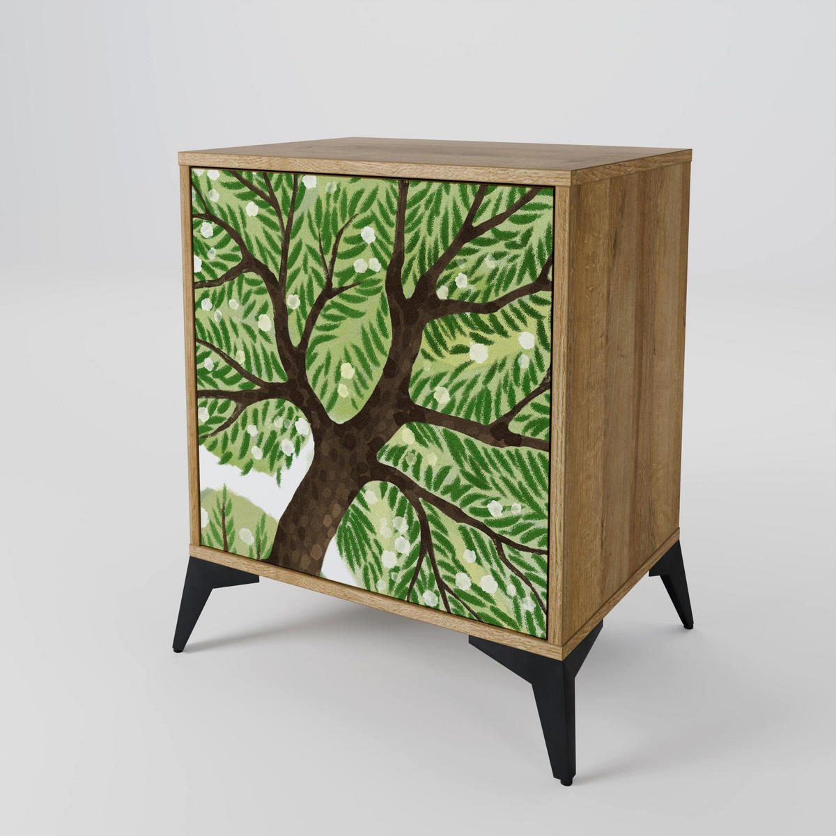 SIDEBOARD WILDERNESS DASH, Eichefarben, 57,5x42x75,5 cm, Goldfarbene Metallfüße - Eichefarben/Goldfarben, Holzwerkstoff/Metall (57.5/75.5/42cm) - SpaceRebels