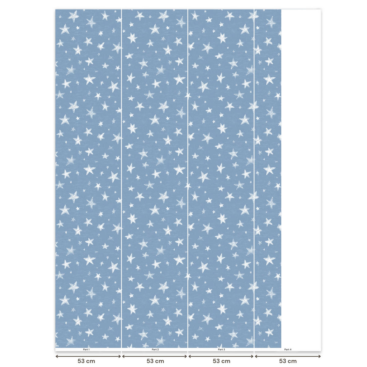 KINDERTAPETE - Sterne - Muster - Blau - 180x260 cm - Hellblau, Papier (180/260cm) - OnlyWow
