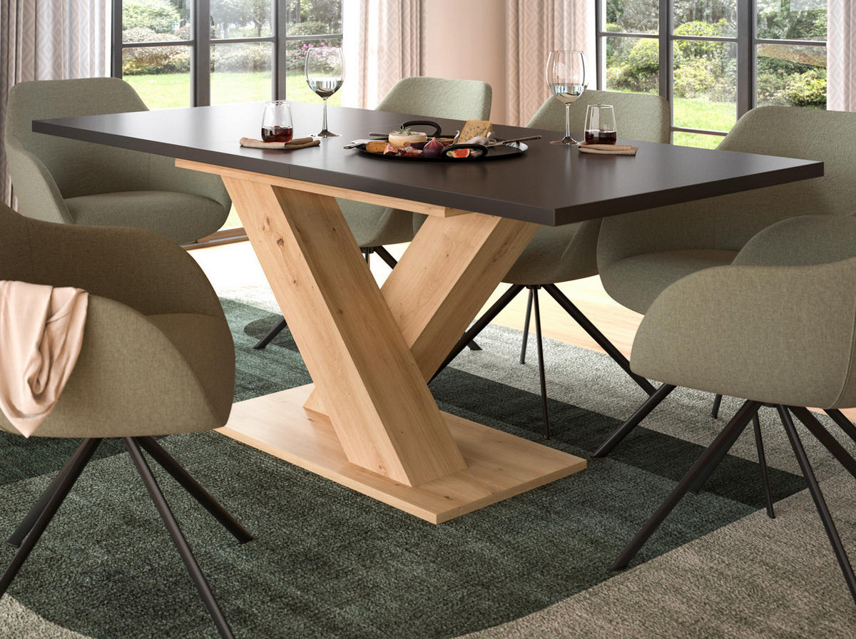 ESSTISCH grau, Eiche Artisan, Küchentisch ausziehbar 150 - 190 cm - Eiche Artisan/Grau, Holzwerkstoff/Metall (150/90/76cm) - Inn.Furn