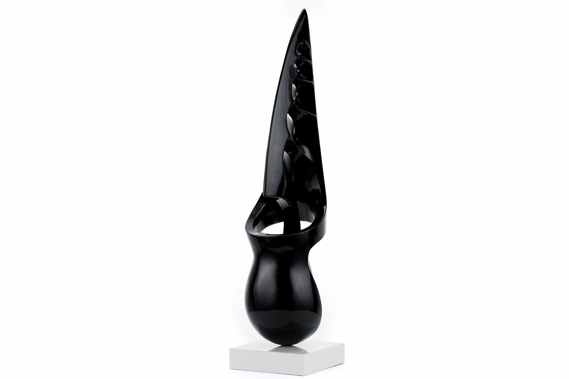 SKULPTUR Schwarz 56/15 cm - Schwarz, Stein (56/15/15cm) - KUNSTLOFT
