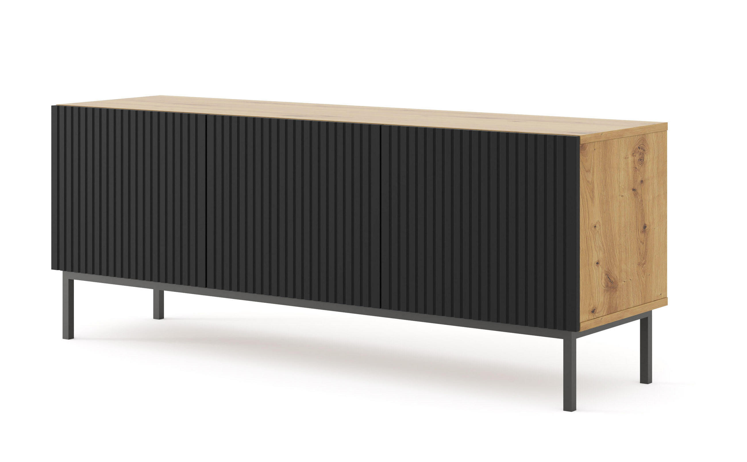 TV-LOWBOARD BEIGE - Beige/Schwarz, Holzwerkstoff (150/58/42cm) - FURNLUX