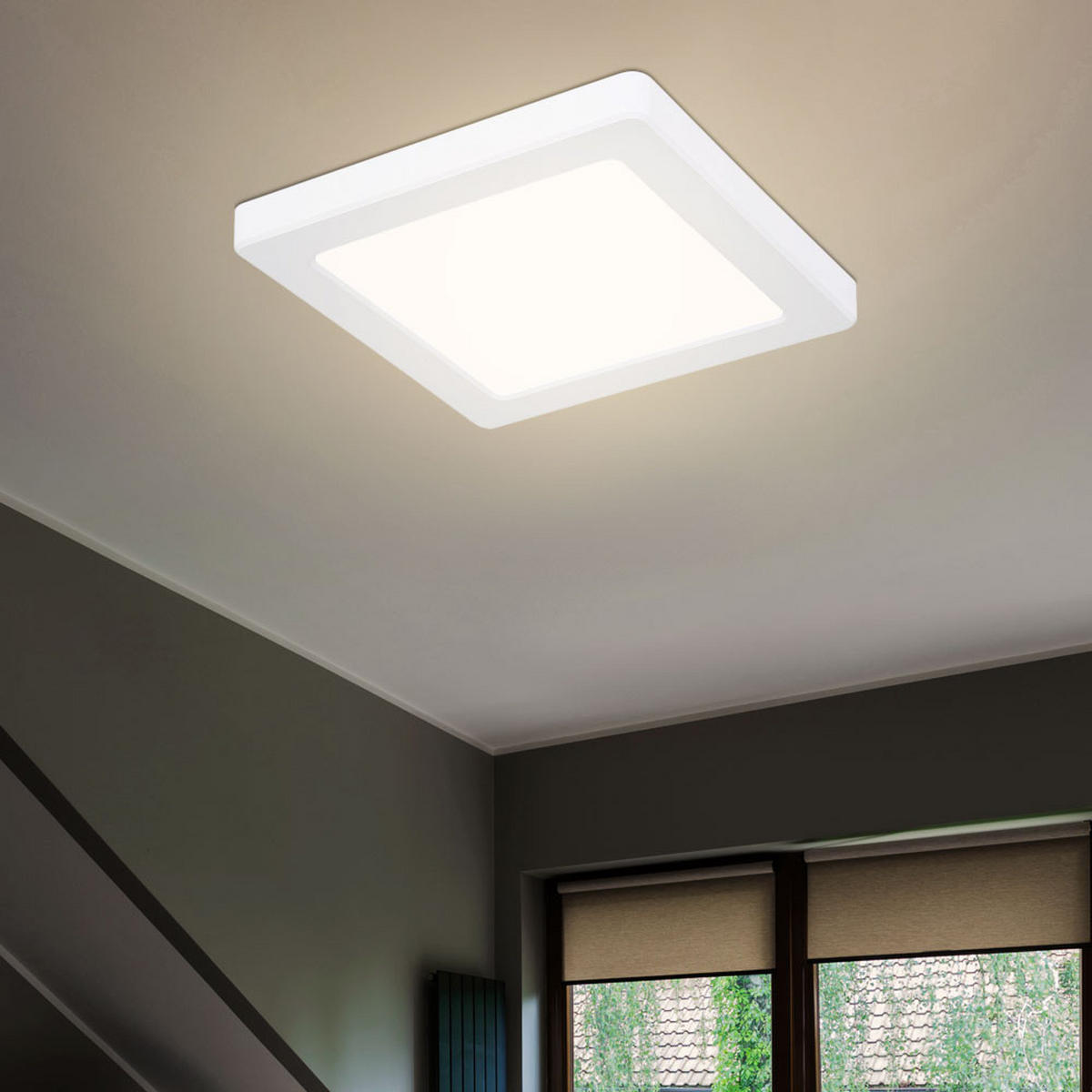 LED DECKENPANEL Kunststoff Weiß - Weiß, Kunststoff (16.7/16.7/1.7cm) - Globo Lighting