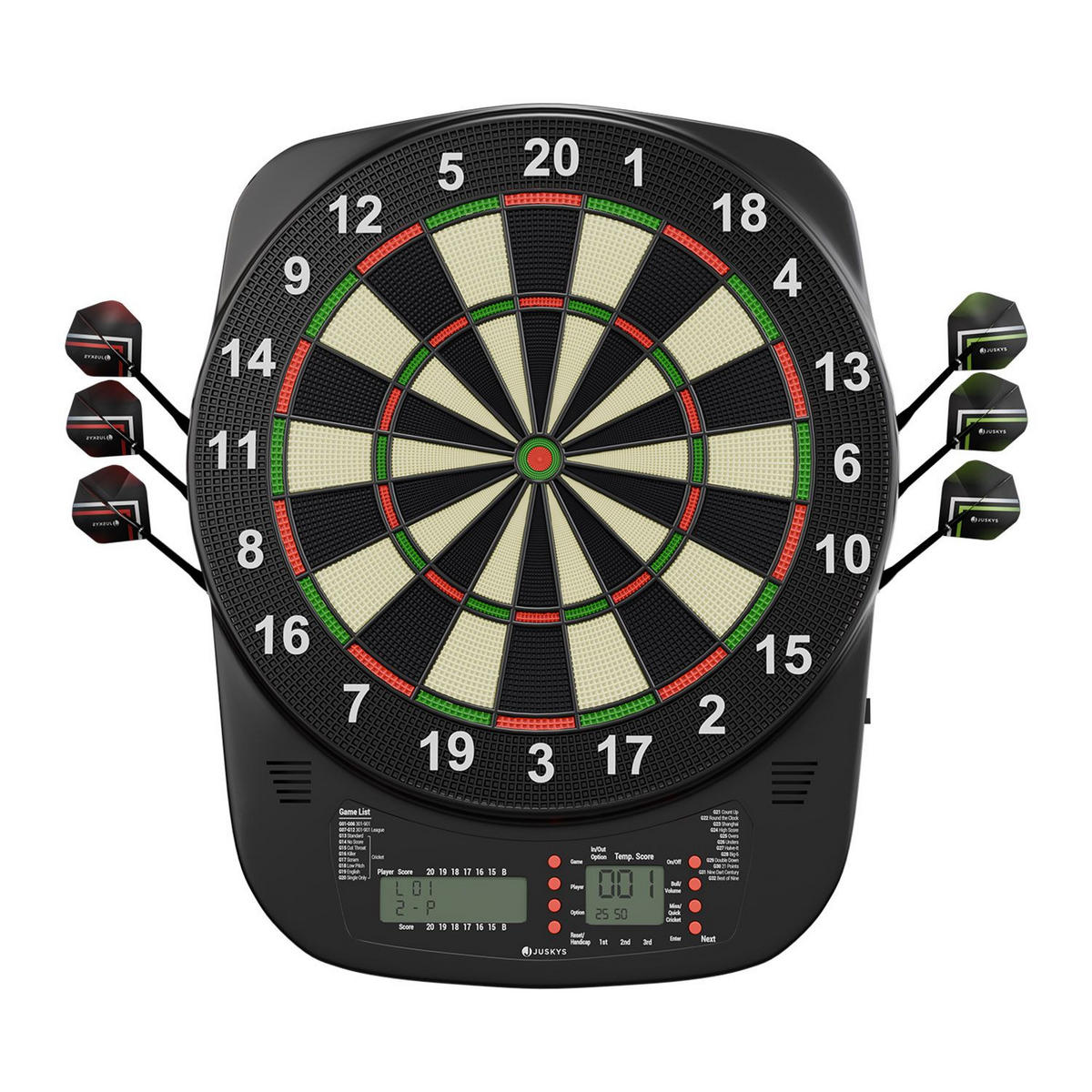 ELEKTRONISCHE Dartscheibe 32 Spiele - Schwarz, Kunststoff (52/3cm) - Juskys