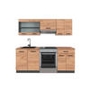 KÜCHENZEILE R-Line Goldkraft Eiche/Anthrazit 200 cm, AP Eiche - Anthrazit/Eiche Wotan, Holzwerkstoff (200/81.6/60cm) - Vicco