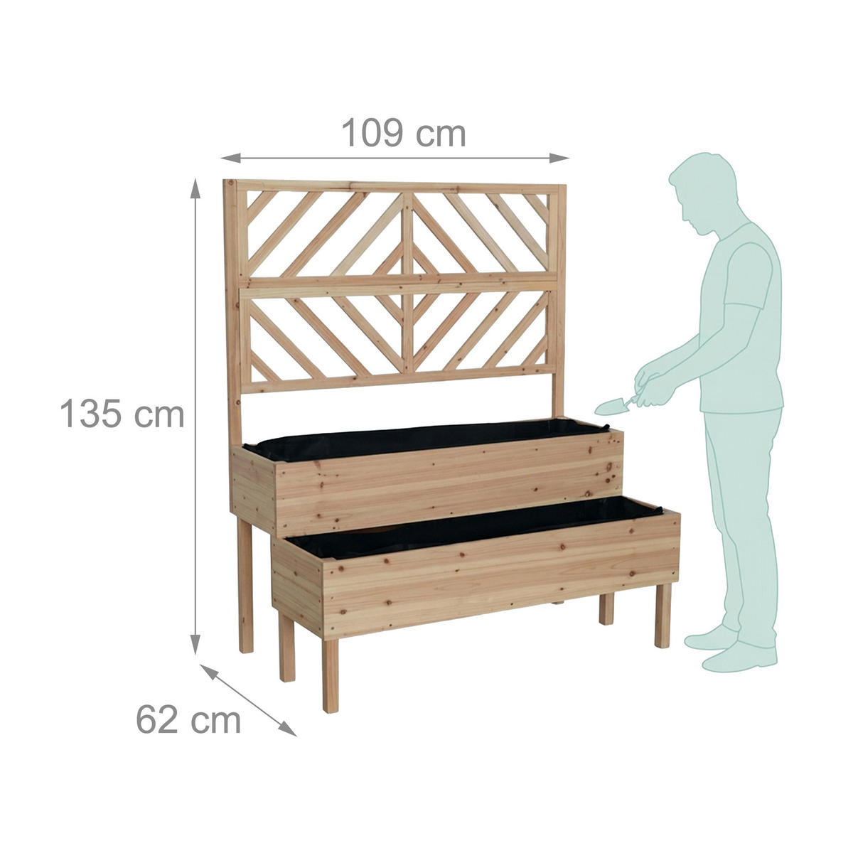 BLUMENKASTEN - Hellbraun, Holz (109/135/62cm) - Relaxdays