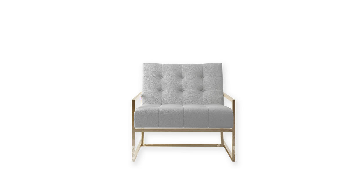 LOUNGESESSEL Duban Grau Bouclé-Stoff - Goldfarben/Grau, Holz/Textil (84/81/89cm) - S-Style Möbel