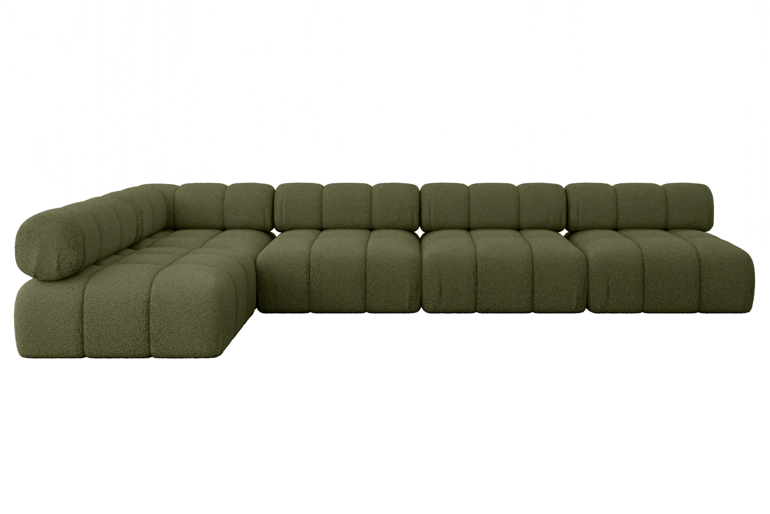 ECKSOFA modulares Sofa Samaro-L3 - 380x190x70 cm Grün Bouclé - Grün, Holzwerkstoff/Textil (380/190cm) - ALTDECOR