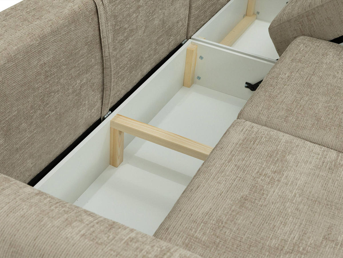 ECKSOFA Berne - Creme/Schwarz, Holz/Kunststoff (258/170cm) - MIRJAN24