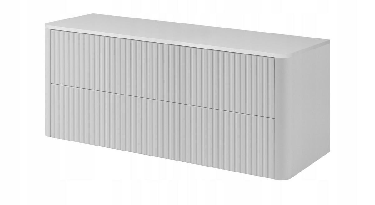 WASCHBECKENUNTERSCHRANK LINEA hängend geriffelt Weiß matt mit Waschtischplatte 120/48/44 cm - Weiß, Holzwerkstoff (120/48.4/43.7cm) - Rodan