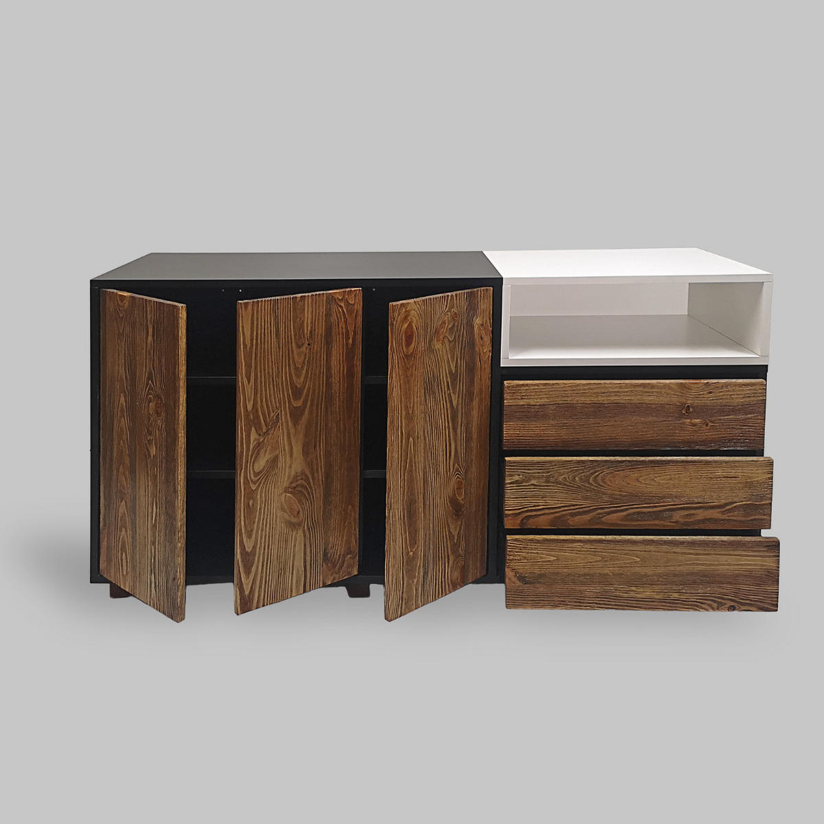 KOMMODE im skandinavischen Stil für Wohnzimmer oder Arbeitsbüro BERGEN I - Eichefarben, Holz (155/75/45cm) - Rawood Furniture