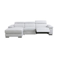 ECKSOFA Plutone Echtleder mit 1 x Relaxfunktion Weiß - Weiß, Leder/Metall (286/165cm)