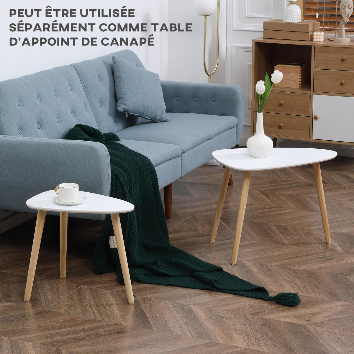 BEISTELLTISCH Weiß 2 Stück - Weiß, Kunststoff (59.5/39.5/45cm) - GiPP