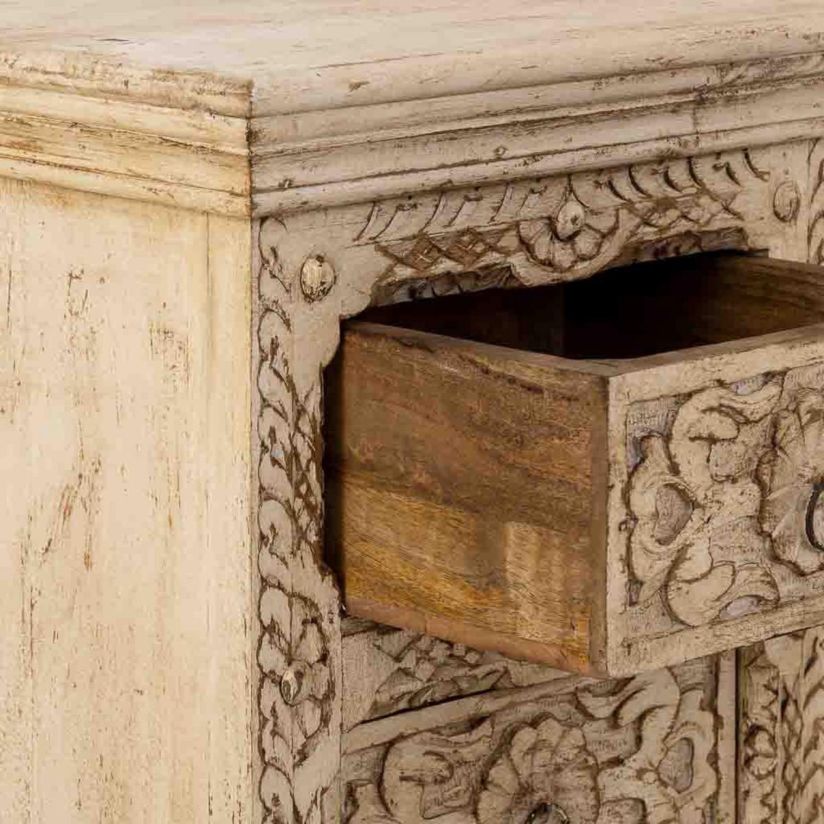 KOMMODE aus Holz, weiß, 45x40x100cm - Beige, Holz (45/100/40cm) - Wanderlust