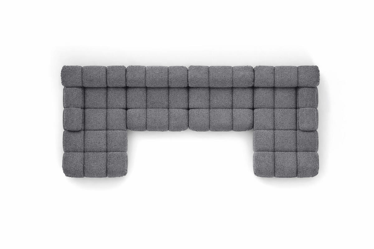 ECKSOFA U-Form XL, Stoff Bouclé Abriamo, Dunkelgrau, Selia U XL - Dunkelgrau, Holz (380/70/160cm) - Kaiser Möbel