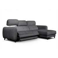 ECKSOFA SVEN 3-Sitzer, 1 Relax XL, verstellbare Kopfstützen, dunkelgrau - Anthrazit/Schwarz, Holzwerkstoff/Textil (256/163cm) - Courtois Laville