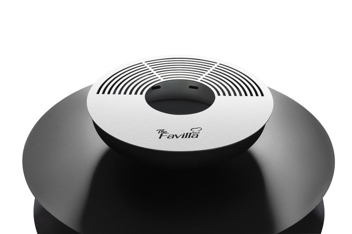 FEUERSCHALE mit Grillring SINA Schwarz 120 x 120 x 45 cm 68 kg pulverbeschichtet - Schwarz, Metall (120/45/120cm) - The Favilla