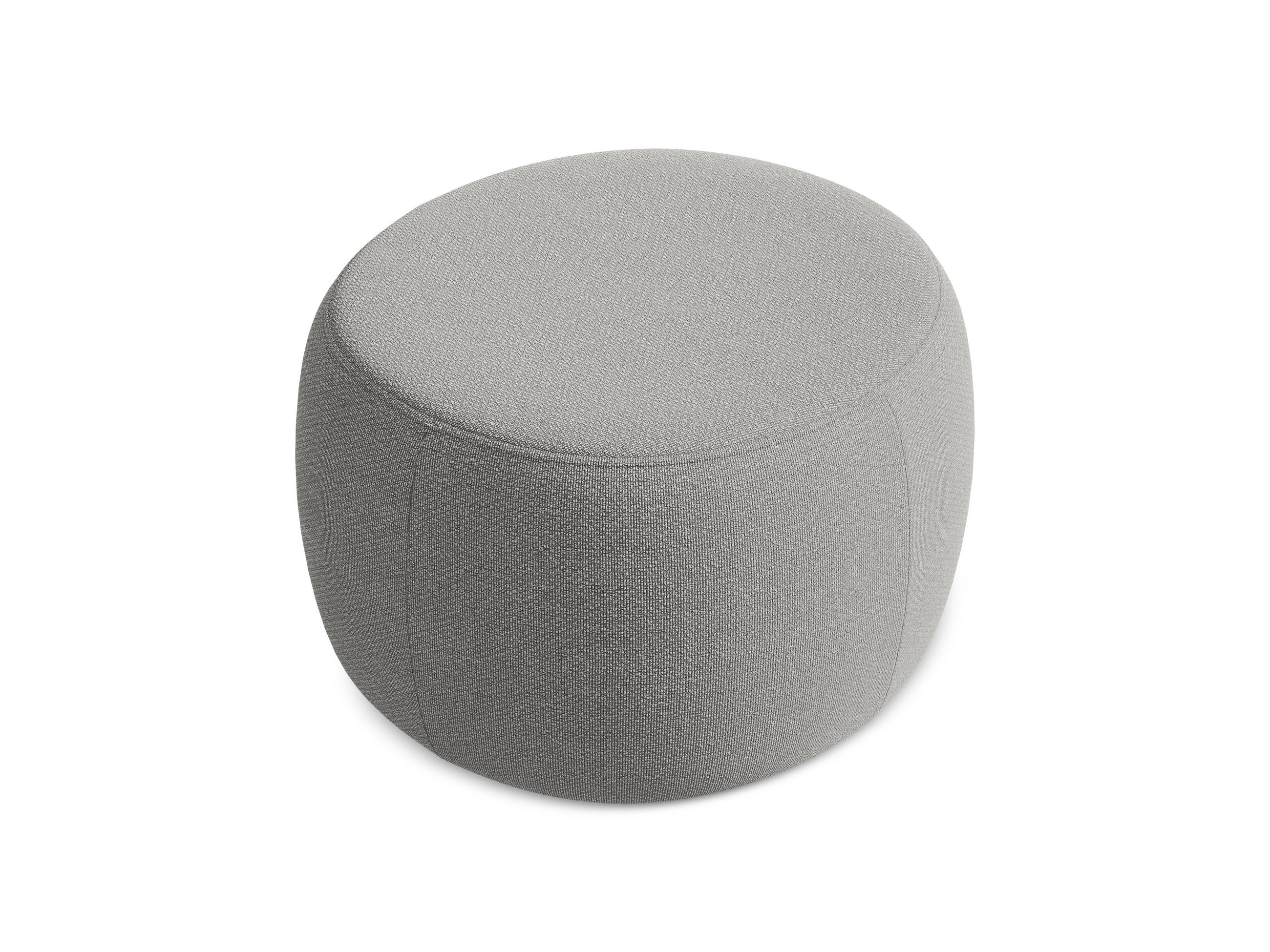 POUF Bouclé Stoff Grau - Hellgrau/Schwarz, Kunststoff/Textil (76/44/67cm) - Makamii