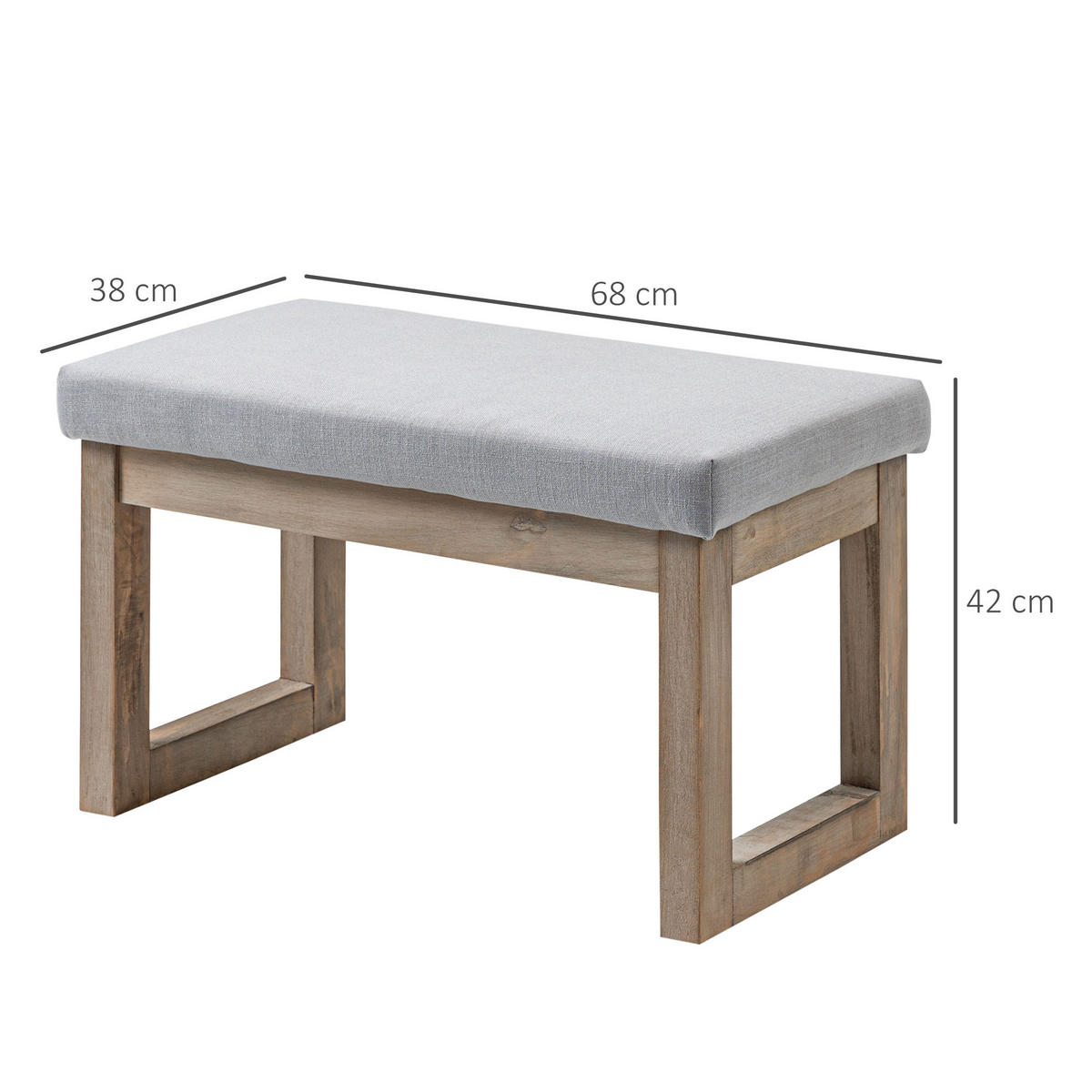 FUSSBANK, Fußhocker, Polsterhocker, Grau - Grau, Kunststoff (38/42/68cm) - HOMCOM