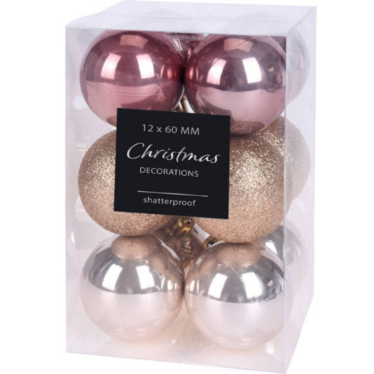 WEIHNACHTSKUGELN 12er-Set Ø 6 cm - Rosa, Kunststoff (11.8/17.7/11.8cm) - Home Styling Collection