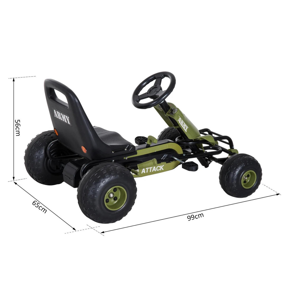 GOKART 35Kg 3-8 JAHRE - Grün, Kunststoff/Metall (99/65/56cm) - Jamb