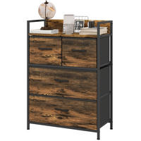 KOMMODE 60/29/85 cm aus Polyester und Stahl mit 4 Stoffschubladen Braun/Schwarz - Braun, Holzwerkstoff (60/85/29cm) - Modenvie