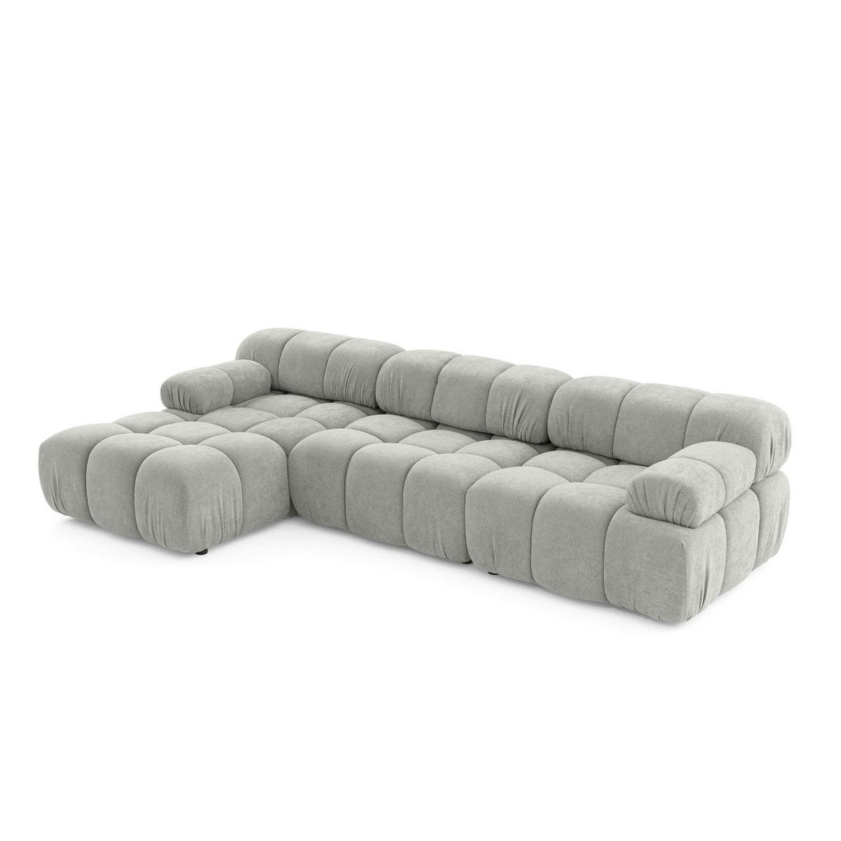 MODULARES Ecksofa MOMENTUM L, Links, Breite 282 cm, strukturierter Stoff, Grau - Chromfarben/Grau, Holz/Textil (282/155cm) - Muffo