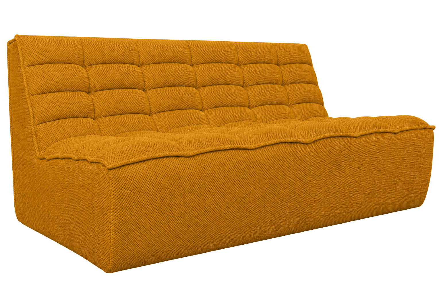 SOFA 2-Sitzer Modular, Plüschstoff Pop, Senffarbe, LAZY - Gelb, Holz (160/76/93cm) - Kaiser Möbel