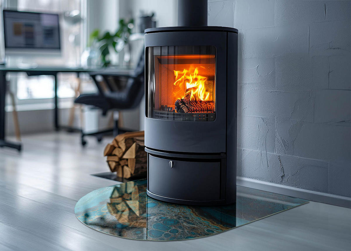 GLASPLATTE für Kamin 80x70 cm Türkis - Türkis, Glas (80/70/0.4cm) - ArtPrintCave