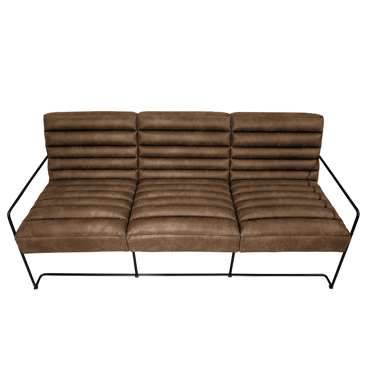 3-SITZER SOFA - Antiklederlook - Grau, Textil (181/81/78cm) - home24