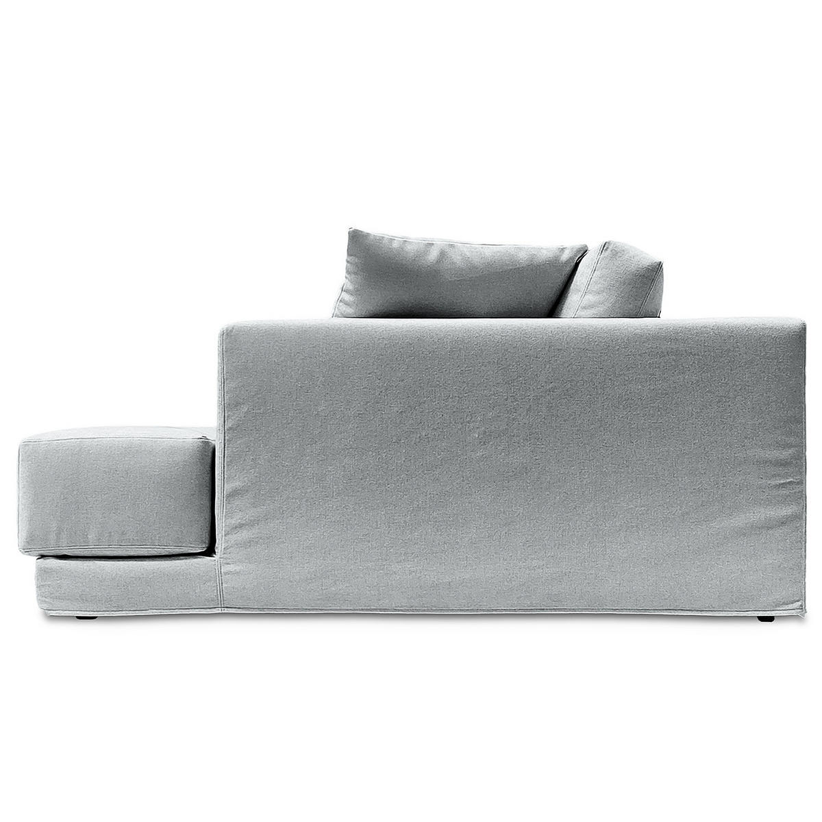 ECKSOFA mit Wechselbezug - Longchair, Webstoff - Hellgrau/Schwarz, Kunststoff/Textil (260/155cm) - home24