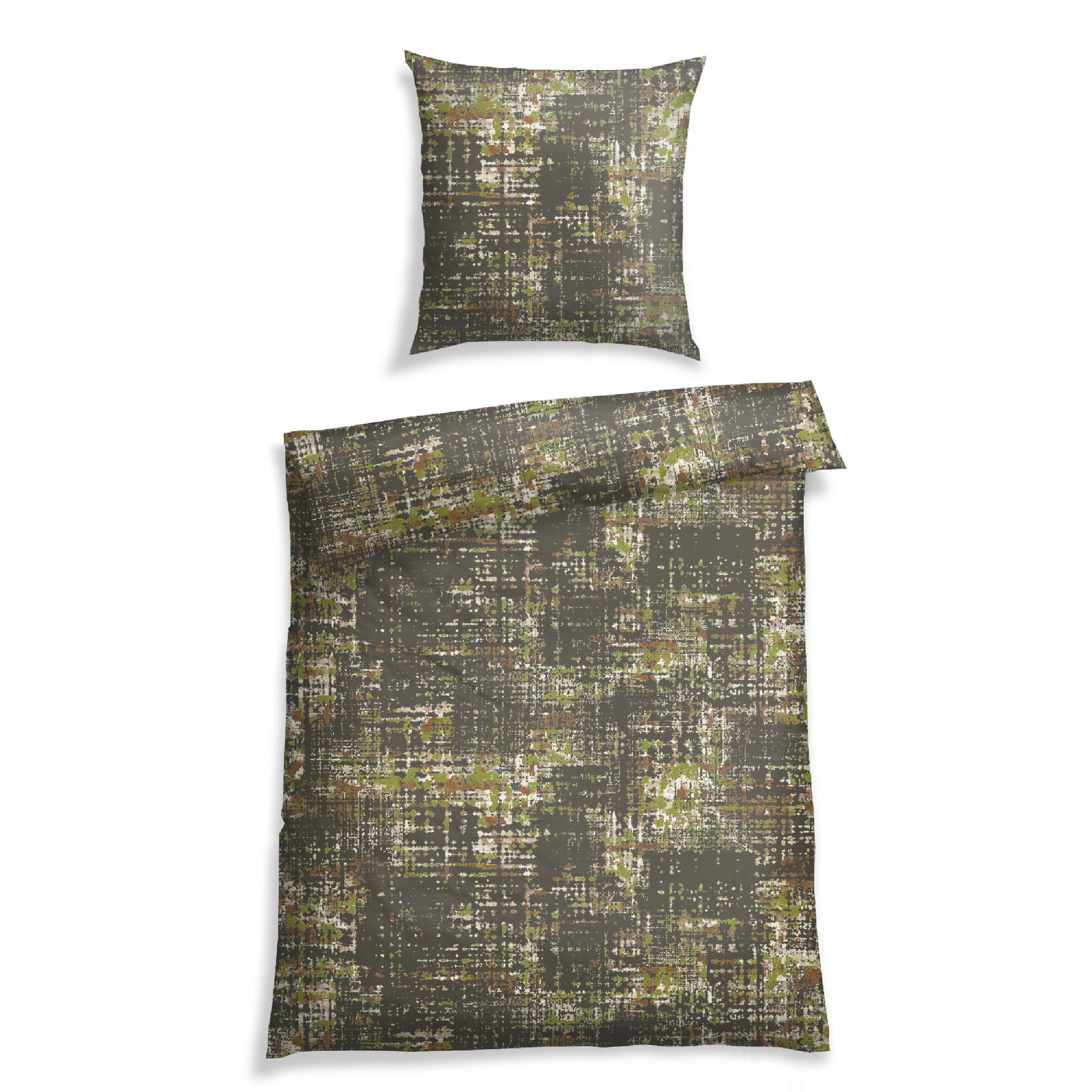 BETTWÄSCHESET Bator - Baumwollsatin - 2-teilig - 135 x 200 cm - Oliv - Olivgrün, Textil (135/200cm) - SCHIESSER