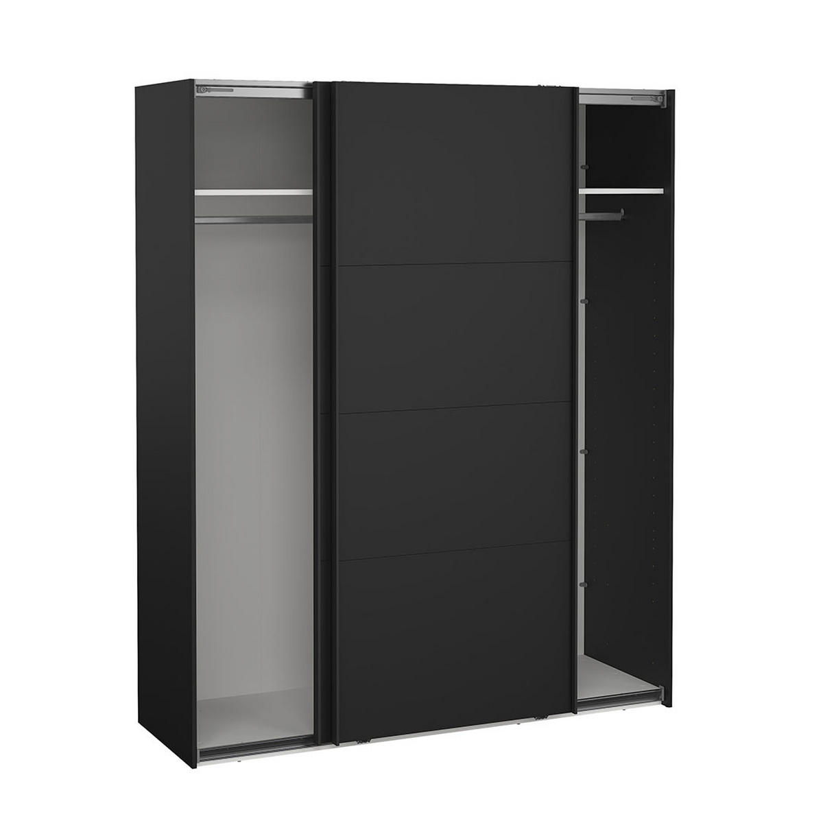 KLEIDERSCHRANK, Catania, Schwarz, Holzwerkstoff, 179 x 65 x 221 cm - Schwarz, Holzwerkstoff (179/221/65cm) - ebuy24