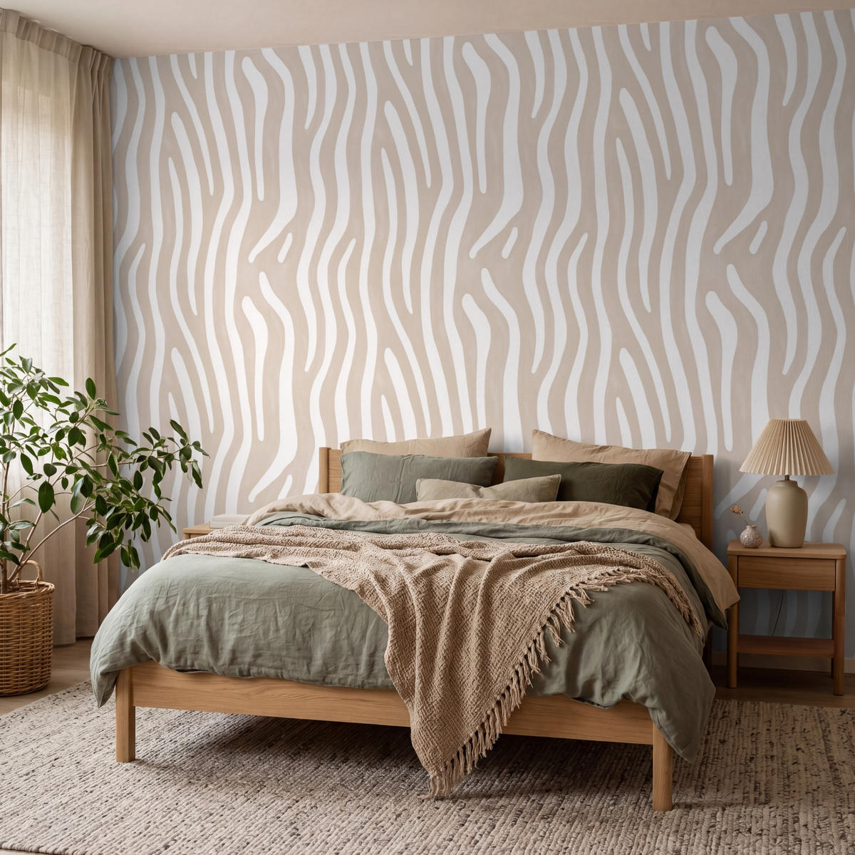 TAPETE - Abstrakt - Zebra - Beige - 400x300 cm - Beige, Papier (400/300cm) - OnlyWow