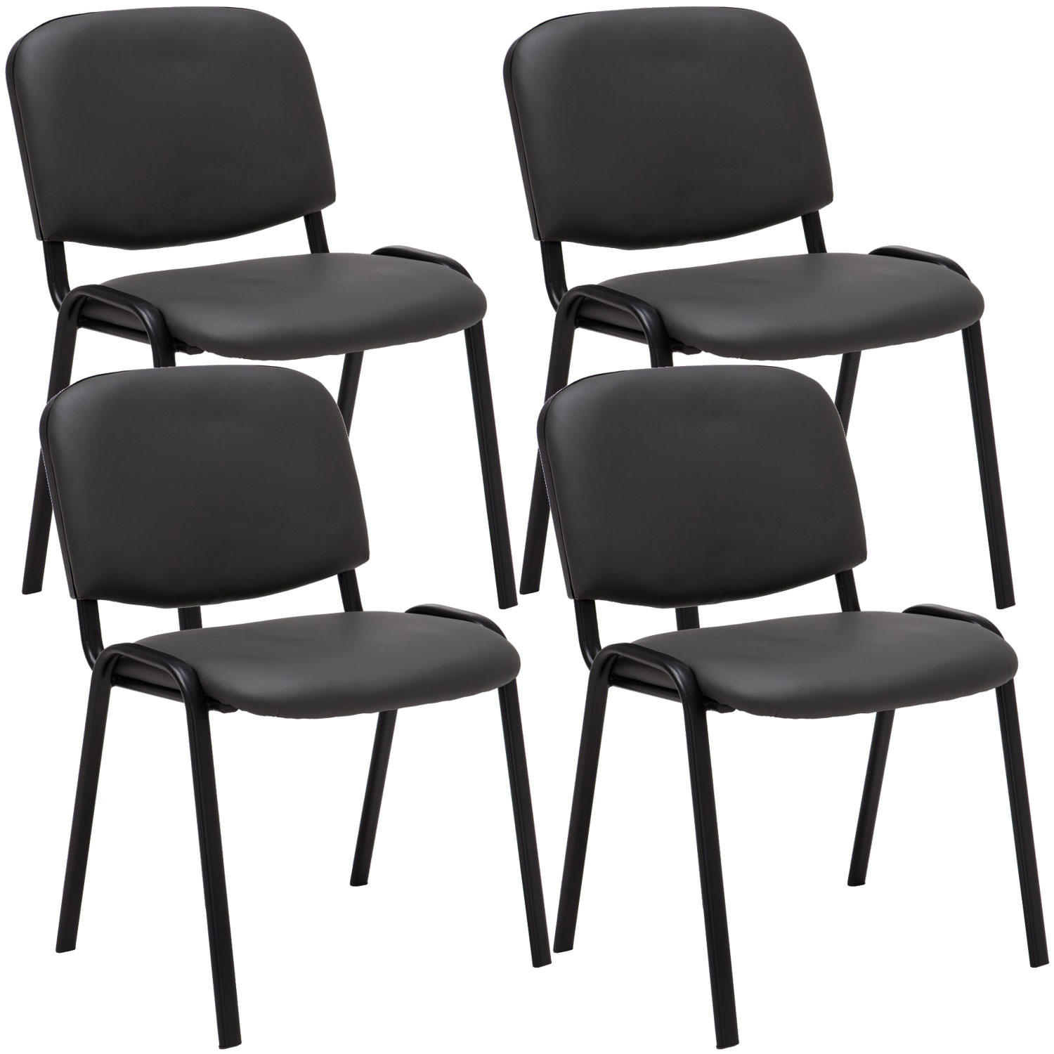 BESUCHERSTUHL 4er Set Lederlook grau - Schwarz/Grau, Textil/Metall (53/83/53cm) - CLP