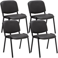 BESUCHERSTUHL 4er Set Lederlook grau - Schwarz/Grau, Textil/Metall (53/83/53cm) - CLP