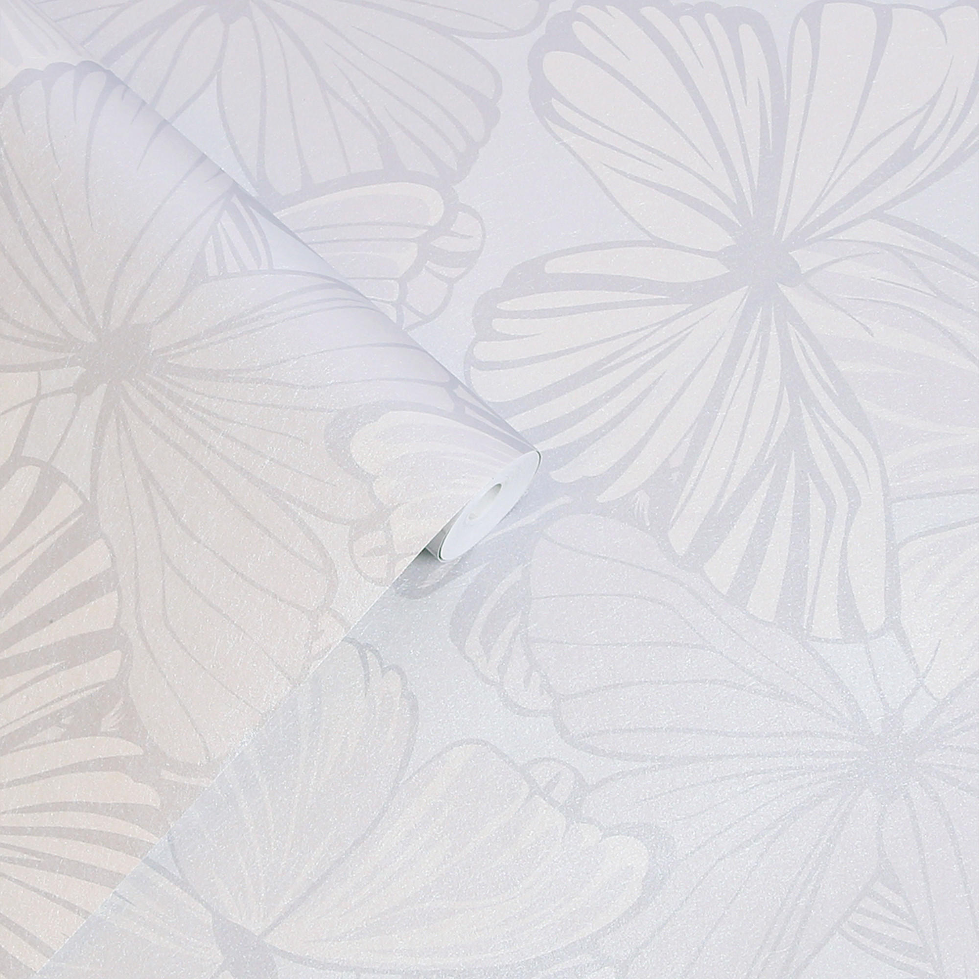 VLIESTAPETE Schmetterlingsgarten Zuckergrau | Soft Grey | Schmetterlinge | 10mx52cm - Grau, Papier/Kunststoff (52/1000cm) - Graham & Brown